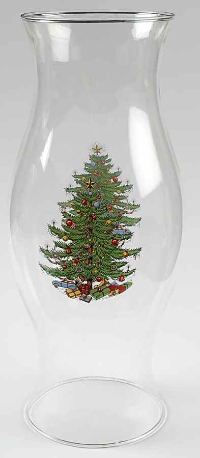 Christmas Tree (Narrow Green Band) Glassware Hurricane Globe by Cuthbertson-1