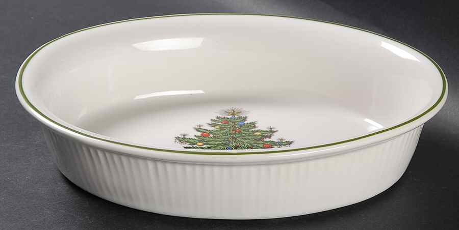 Christmas Tree (Narrow Green Band) 8" Oval Baker by Cuthbertson-1