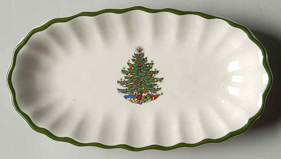 Christmas Tree (Narrow Green Band) Pickle Dish by Cuthbertson-1