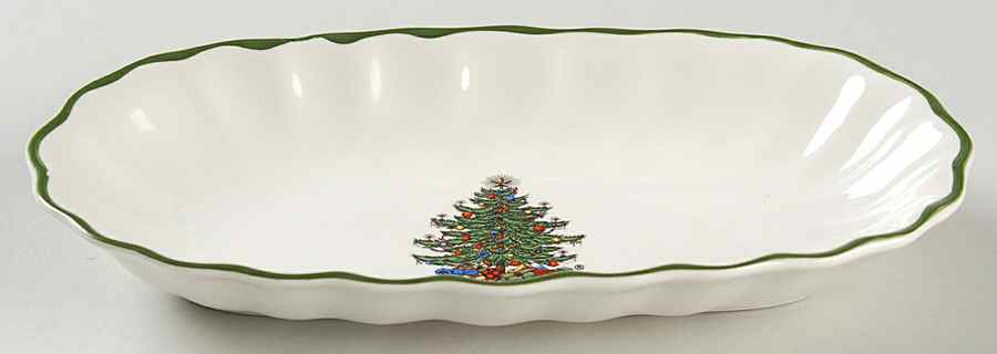 Christmas Tree (Narrow Green Band) Open Candy Dish by Cuthbertson-1