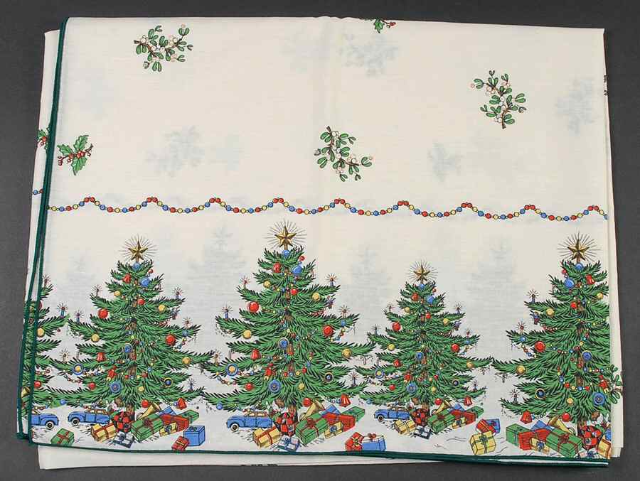 Christmas Tree (Narrow Green Band) 52" x 70" Oblong Tablecloth by Cuthbertson-1