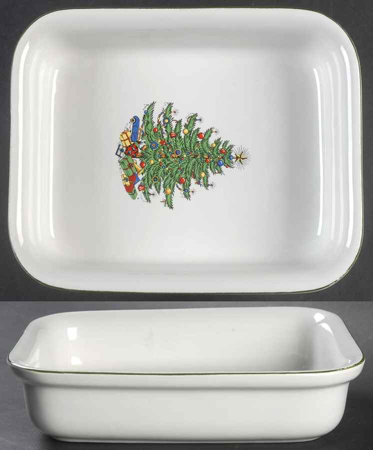 Christmas Tree (Narrow Green Band) 9" Rectangular Baker by Cuthbertson-1