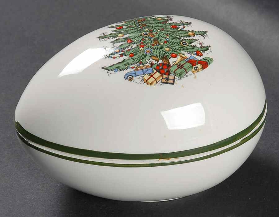 Christmas Tree (Narrow Green Band) Small Egg Box & Lid by Cuthbertson-1