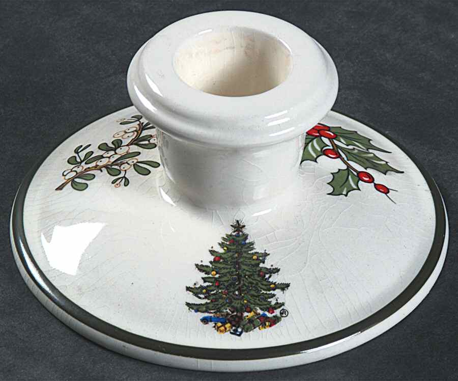 Christmas Tree (Narrow Green Band) 1" Small Candlestick by Cuthbertson-1
