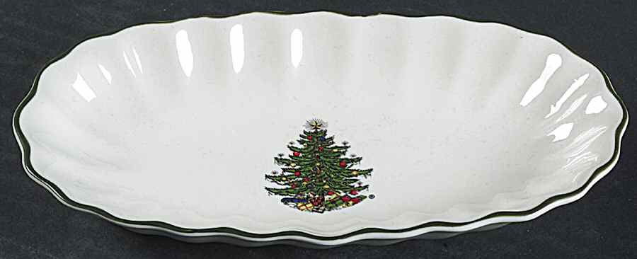 Christmas Tree (Narrow Green Band) Open Candy Dish by Cuthbertson-1