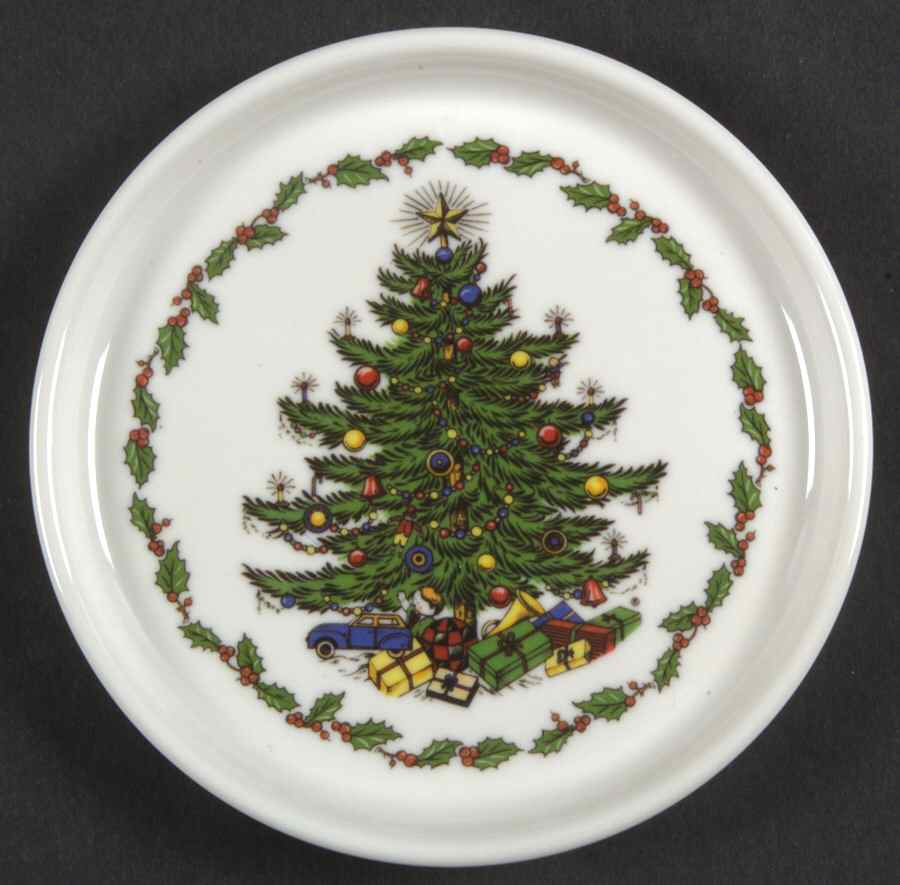 Christmas Tree (Narrow Green Band) Plastic Coaster by Cuthbertson-1