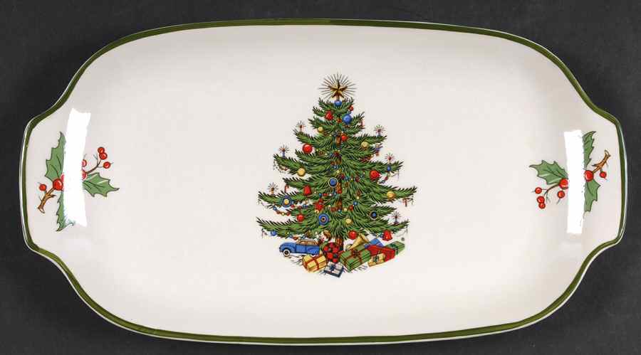 Christmas Tree (Narrow Green Band) Hors d'Oeuvre Tray by Cuthbertson-1