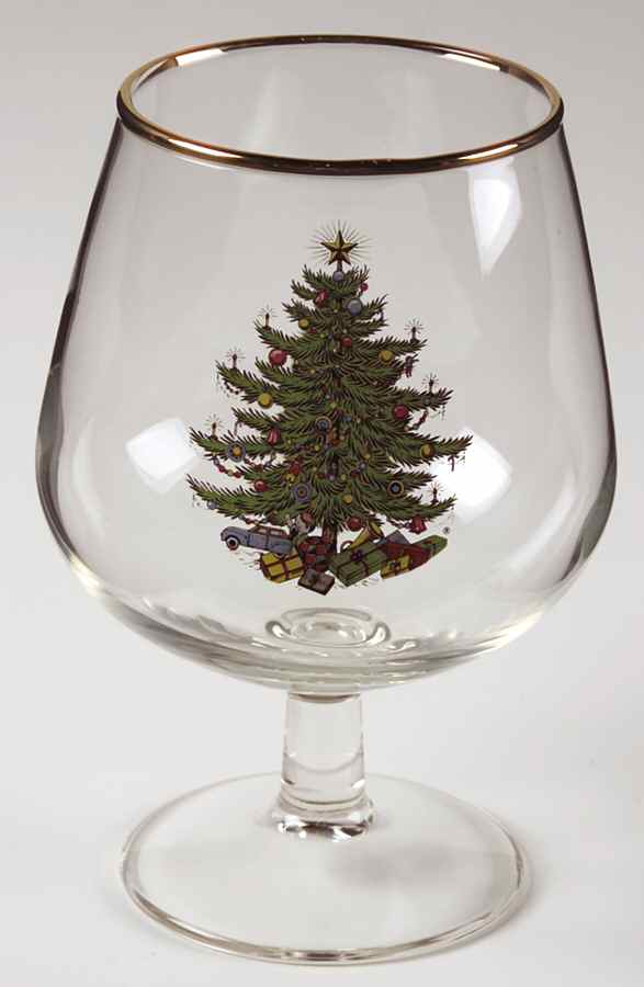 Christmas Tree (Narrow Green Band) 20 Oz Glassware Brandy by Cuthbertson-1