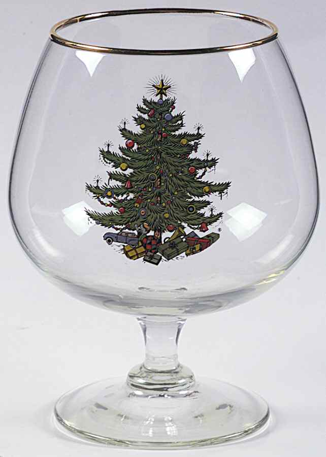 Christmas Tree (Narrow Green Band) 24 Oz Glassware Brandy by Cuthbertson-1