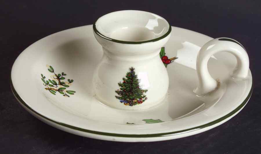 Christmas Tree (Narrow Green Band) Handled Candleholder by Cuthbertson-1