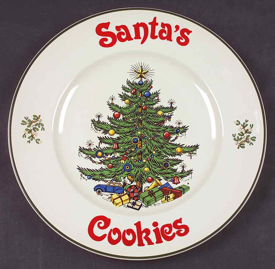 Christmas Tree (Narrow Green Band) Cookie Plate by Cuthbertson-1