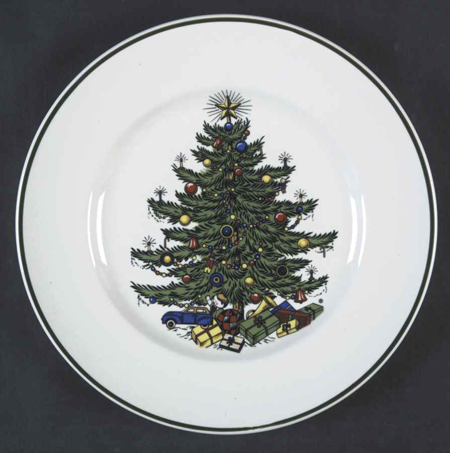 Christmas Tree (Narrow Green Band) Large Bread & Butter Plate by Cuthbertson-1