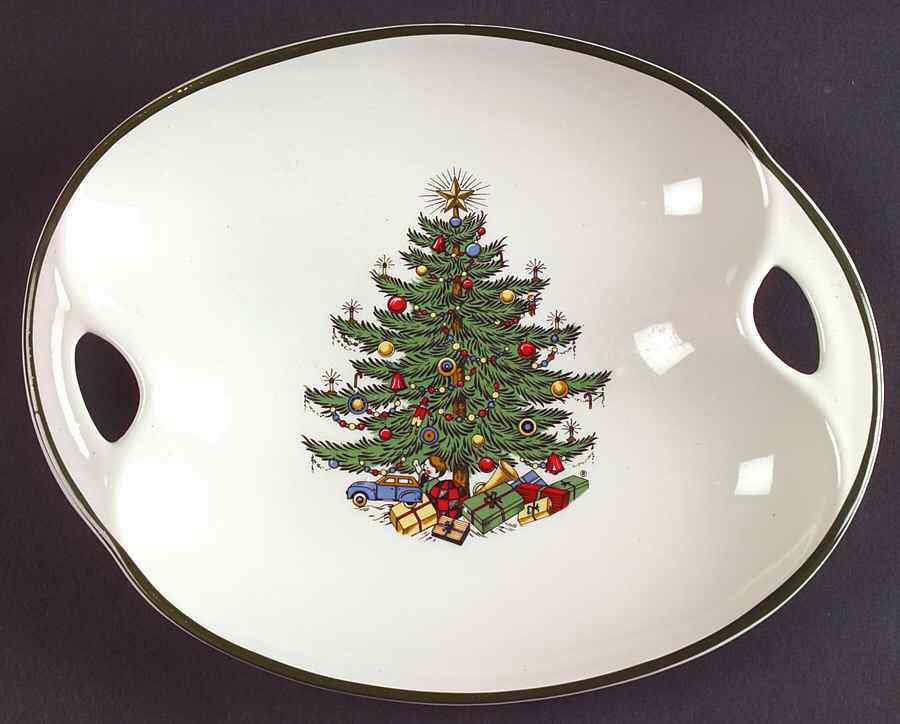 Christmas Tree (Narrow Green Band) Handled Candy Dish by Cuthbertson-1