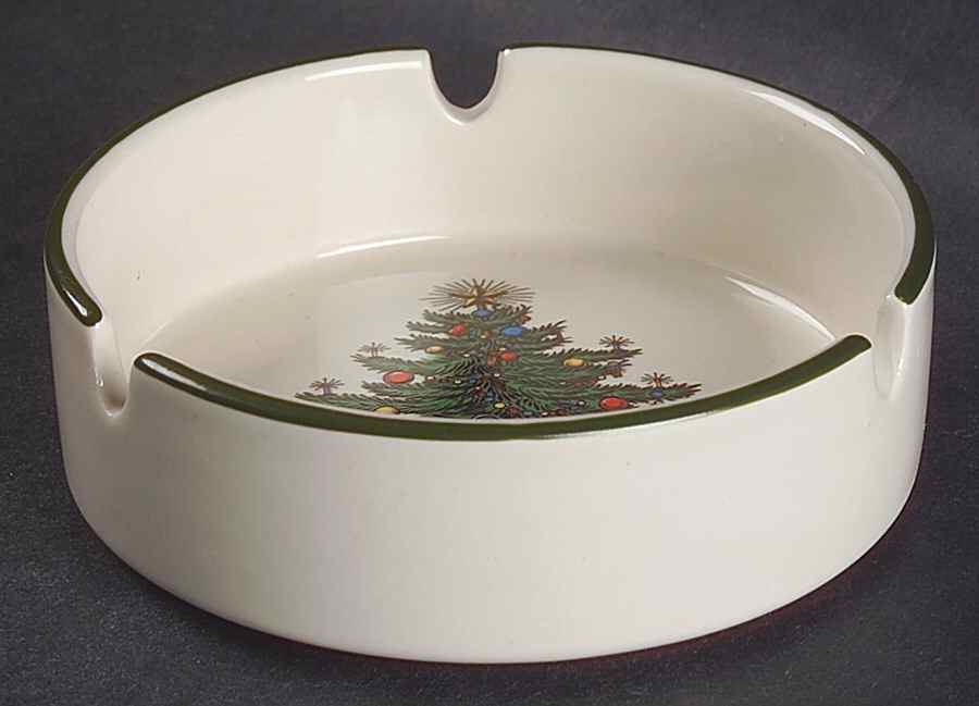 Christmas Tree (Narrow Green Band) 3 Slot Round Ashtray by Cuthbertson-1