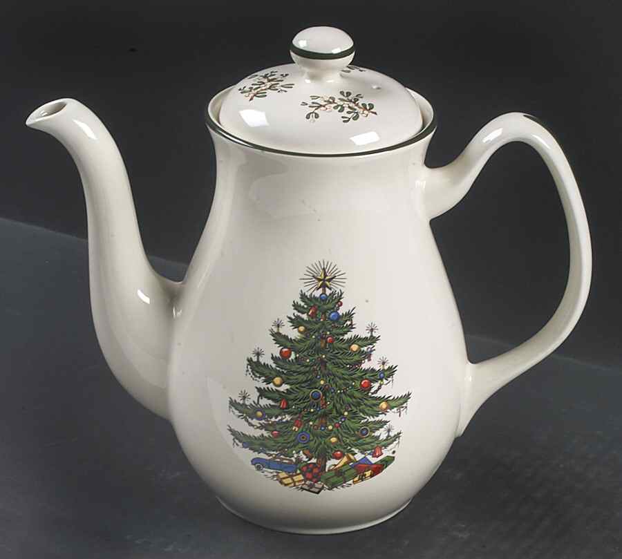 Christmas Tree (Narrow Green Band) Coffee Pot & Lid by Cuthbertson-1
