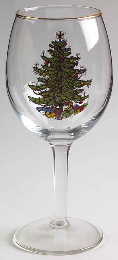 Christmas Tree (Narrow Green Band) 10 Oz Glassware Wine Goblet by Cuthbertson-1