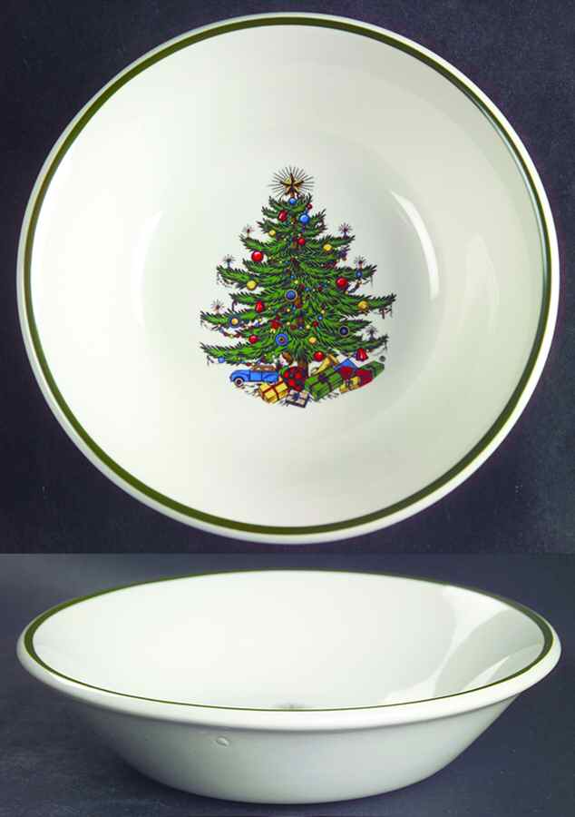 Christmas Tree (Narrow Green Band) Coupe Cereal Bowl by Cuthbertson-1