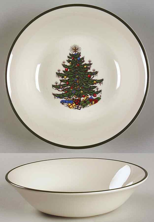 Christmas Tree (Narrow Green Band) Coupe Cereal Bowl by Cuthbertson-1