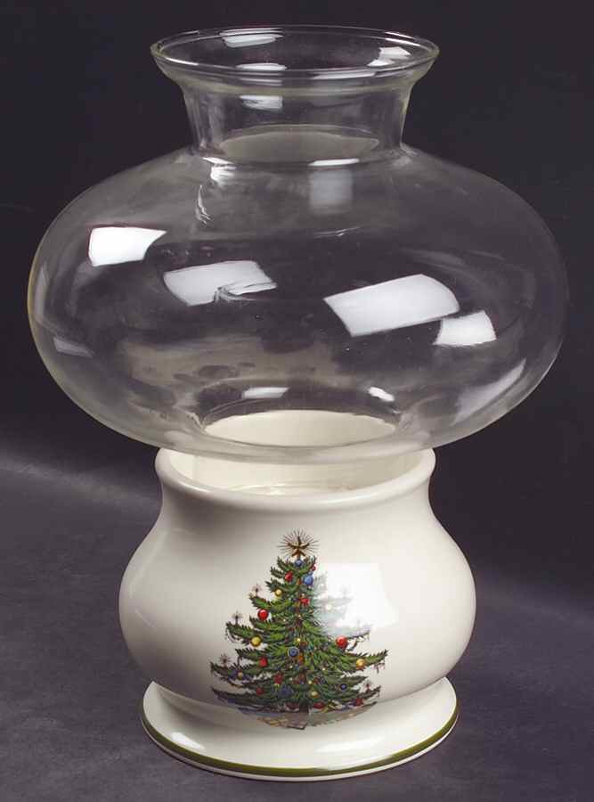 Christmas Tree (Narrow Green Band) Hurricane Lamp & Globe by Cuthbertson-1