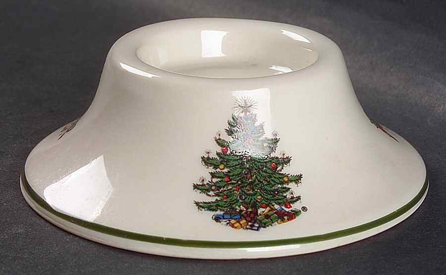 Christmas Tree (Narrow Green Band) 1" Pillar Candleholder by Cuthbertson-1