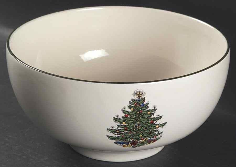 Christmas Tree (Narrow Green Band) Large Fruit Bowl by Cuthbertson-1