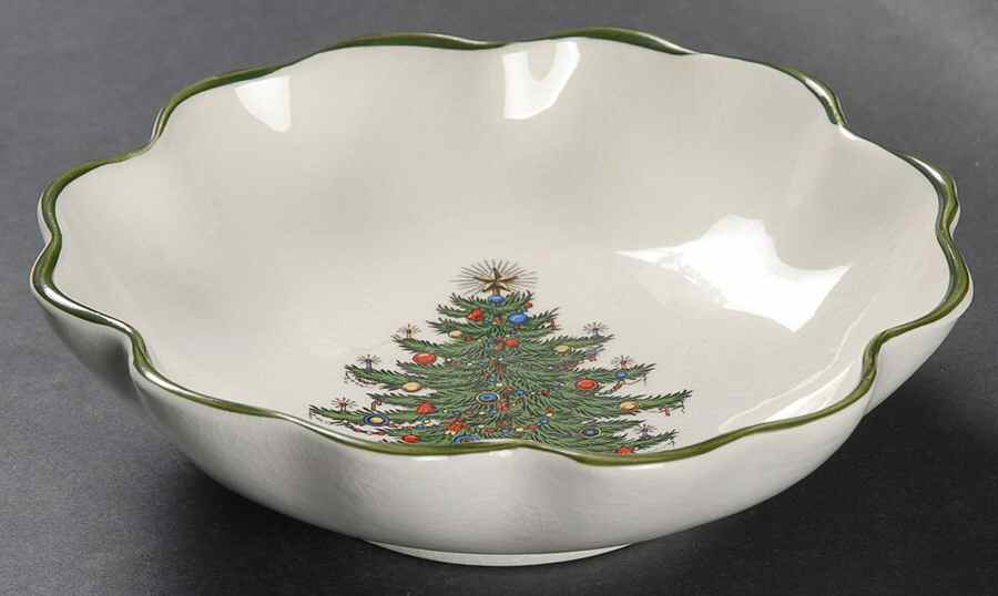 Christmas Tree (Narrow Green Band) Nut Dish by Cuthbertson-1
