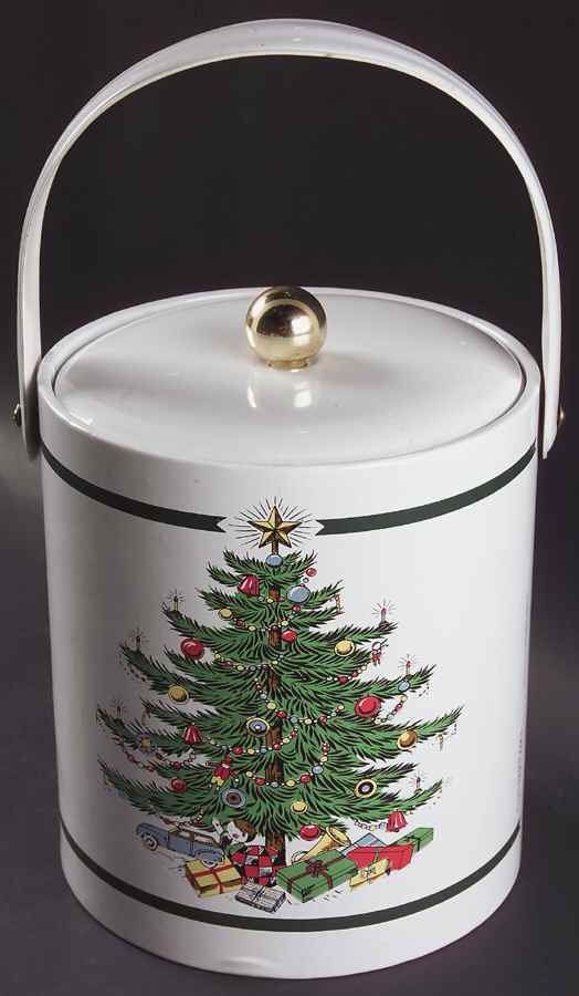 Christmas Tree (Narrow Green Band) Plastic Ice Bucket & Lid by Cuthbertson-1