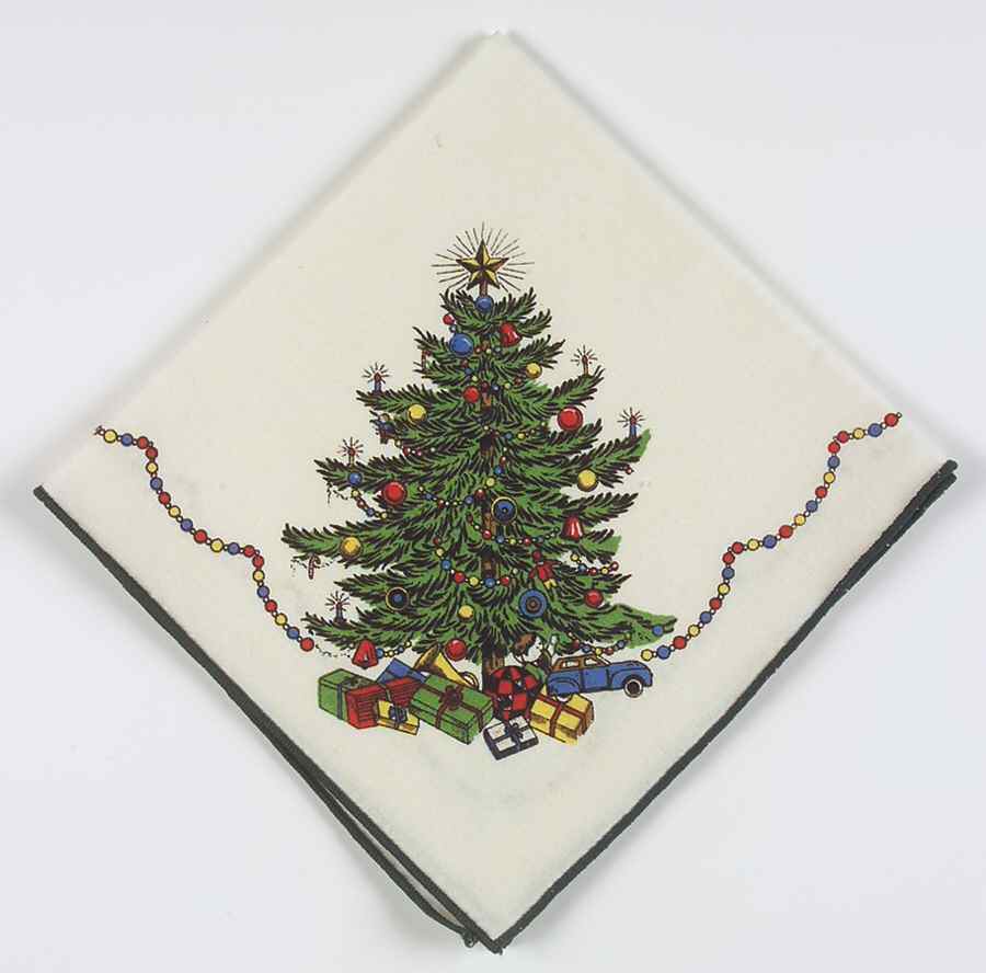 Christmas Tree (Narrow Green Band) Cloth Napkin by Cuthbertson-1