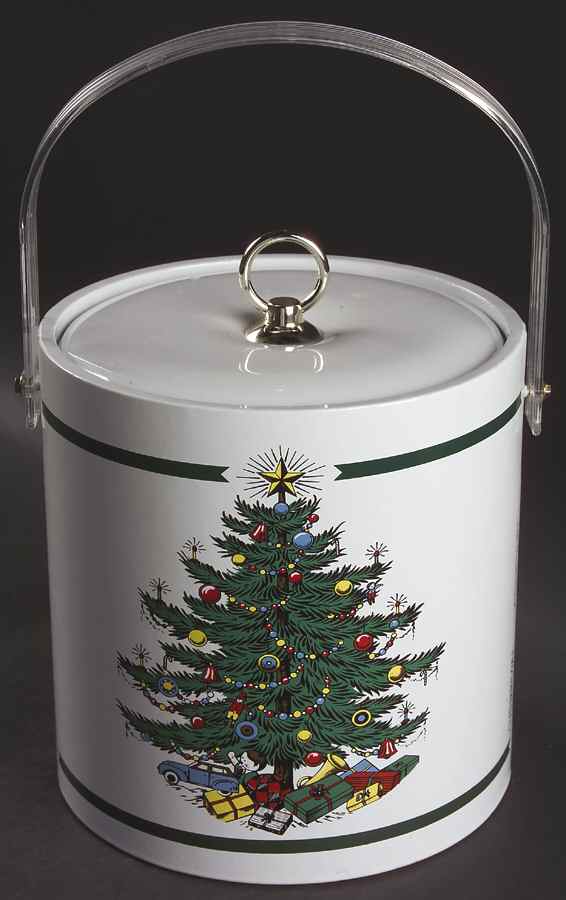 Christmas Tree (Narrow Green Band) Plastic Ice Bucket & Lid by Cuthbertson-1