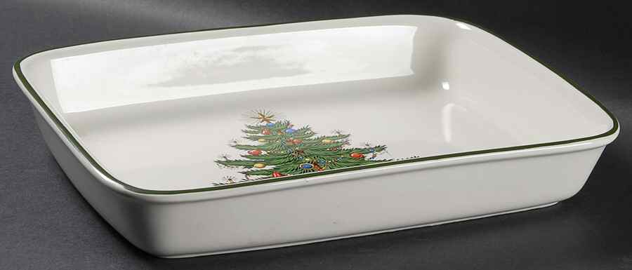Christmas Tree (Narrow Green Band) 11" Rectangular Baker by Cuthbertson-1