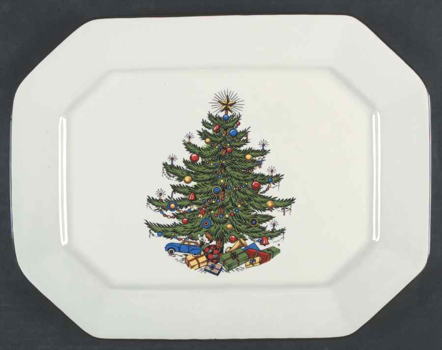 Christmas Tree (Narrow Green Band) 13" Rectangular Serving Platter by Cuthbertson-1