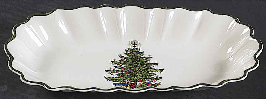 Christmas Tree (Narrow Green Band) Pickle Dish by Cuthbertson-1