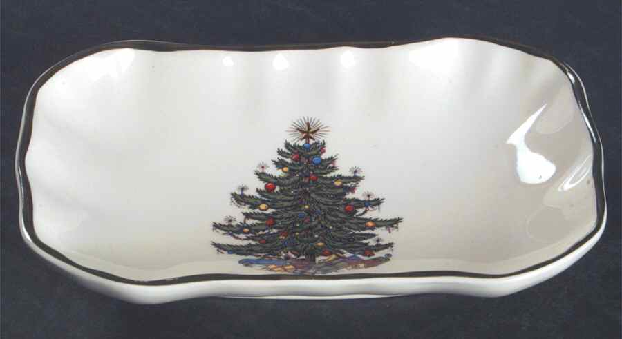 Christmas Tree (Narrow Green Band) Soap Dish by Cuthbertson-1