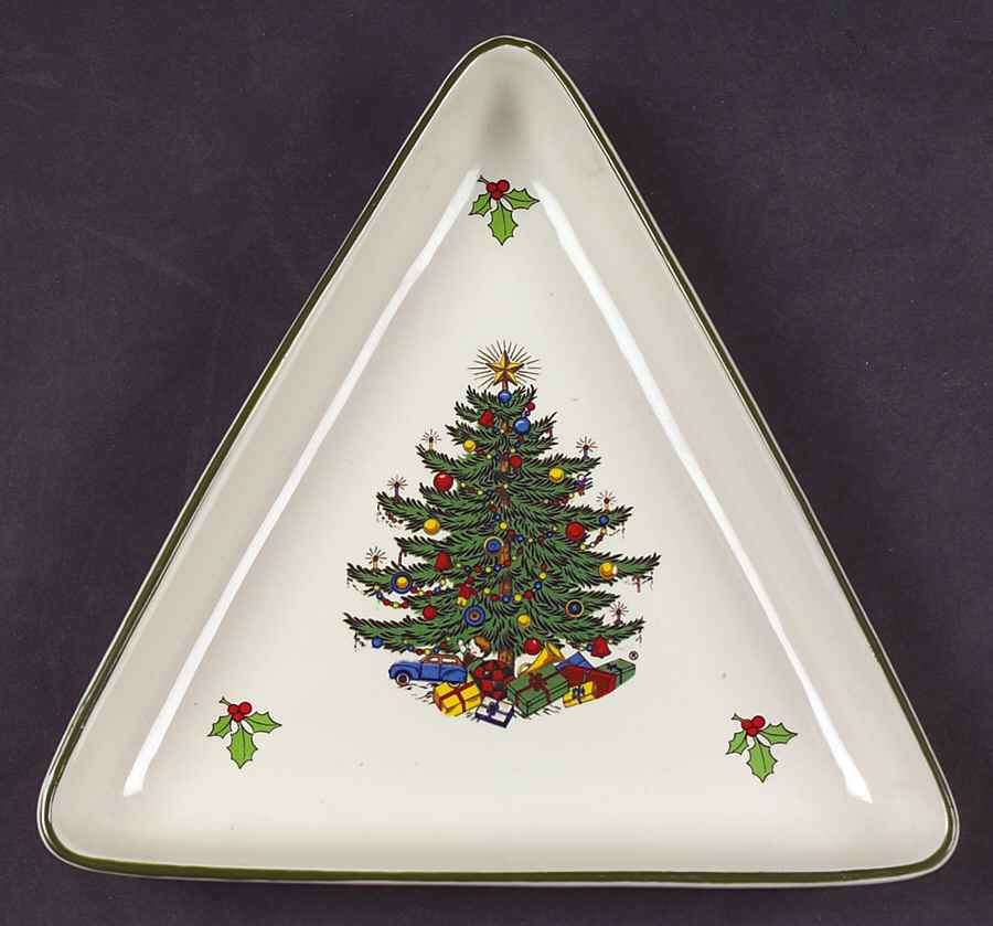 Christmas Tree (Narrow Green Band) Triangular Tray by Cuthbertson-1