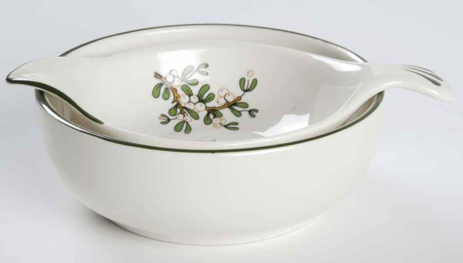 Christmas Tree (Narrow Green Band) Tea Strainer & Bowl by Cuthbertson-1