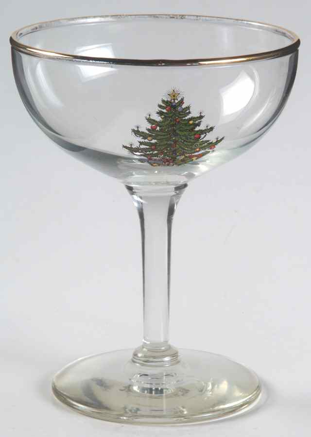Christmas Tree (Narrow Green Band) Glassware Sherbet by Cuthbertson-1