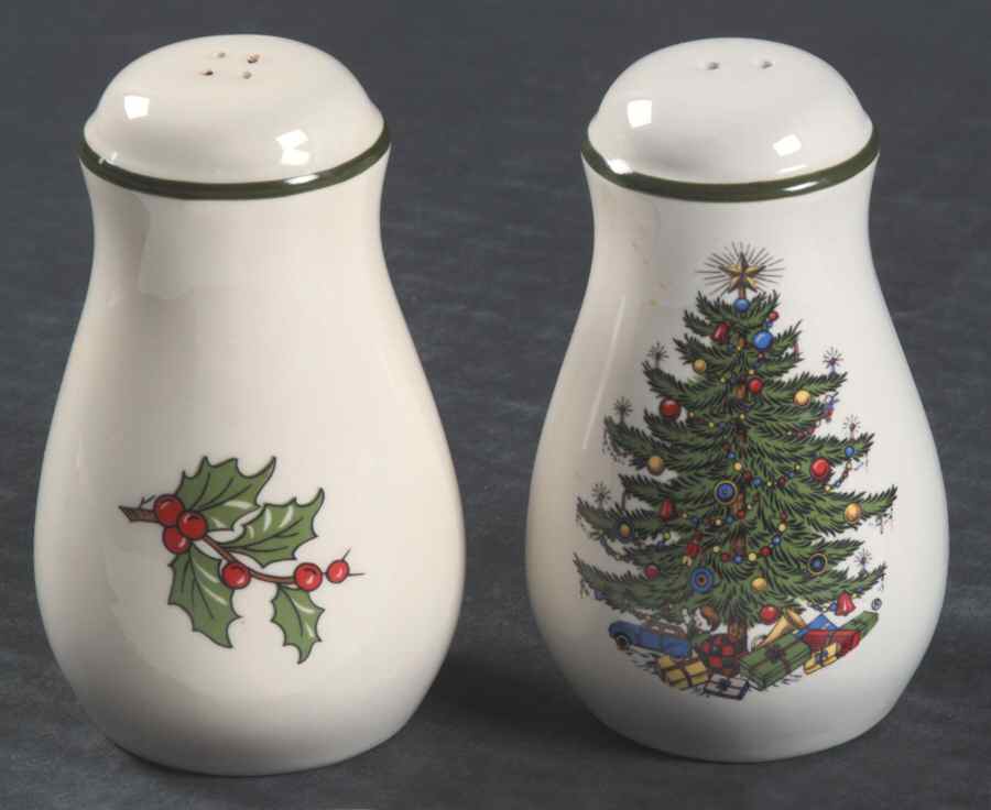 Christmas Tree (Narrow Green Band) Salt & Pepper Set by Cuthbertson-1
