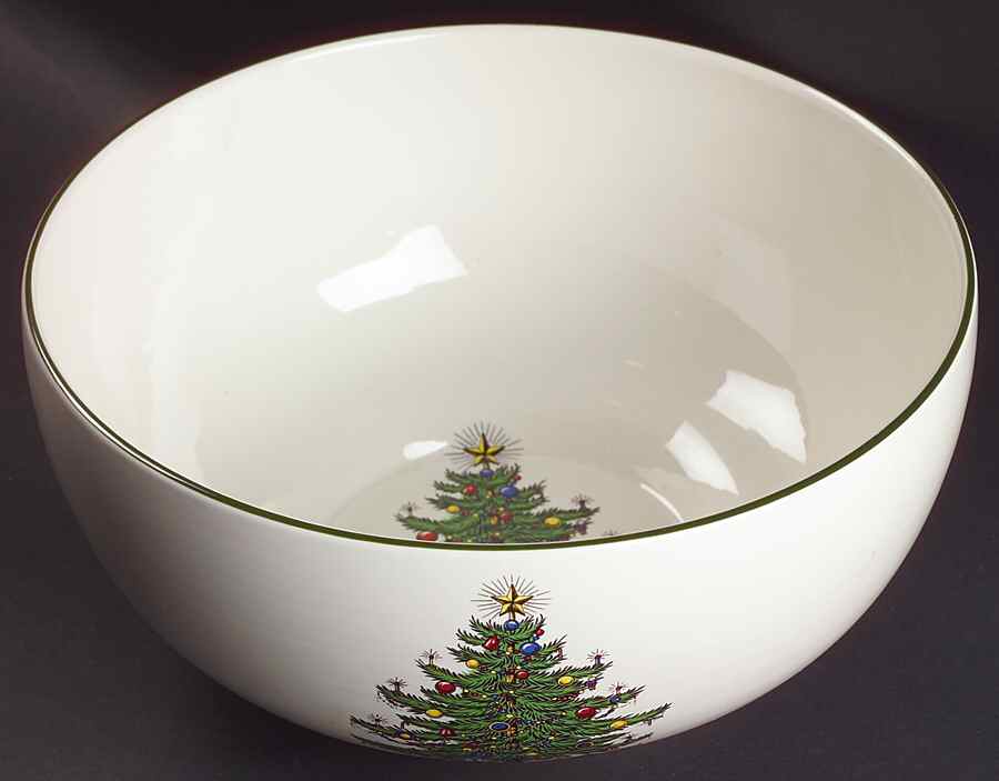 Christmas Tree (Narrow Green Band) 9" Salad Serving Bowl by Cuthbertson-1