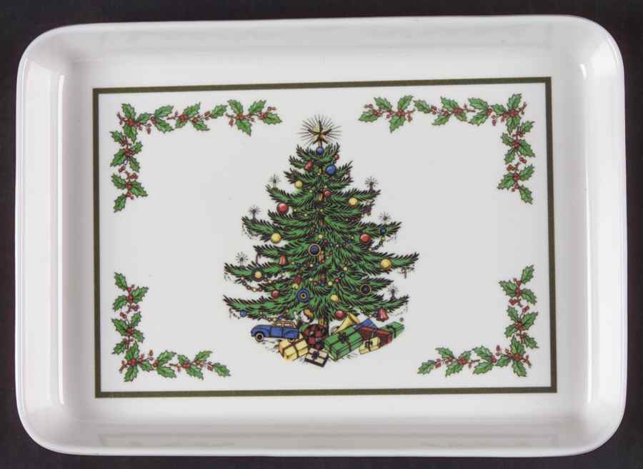 Christmas Tree (Narrow Green Band) 6" Rectangular Melamine Tray by Cuthbertson-1
