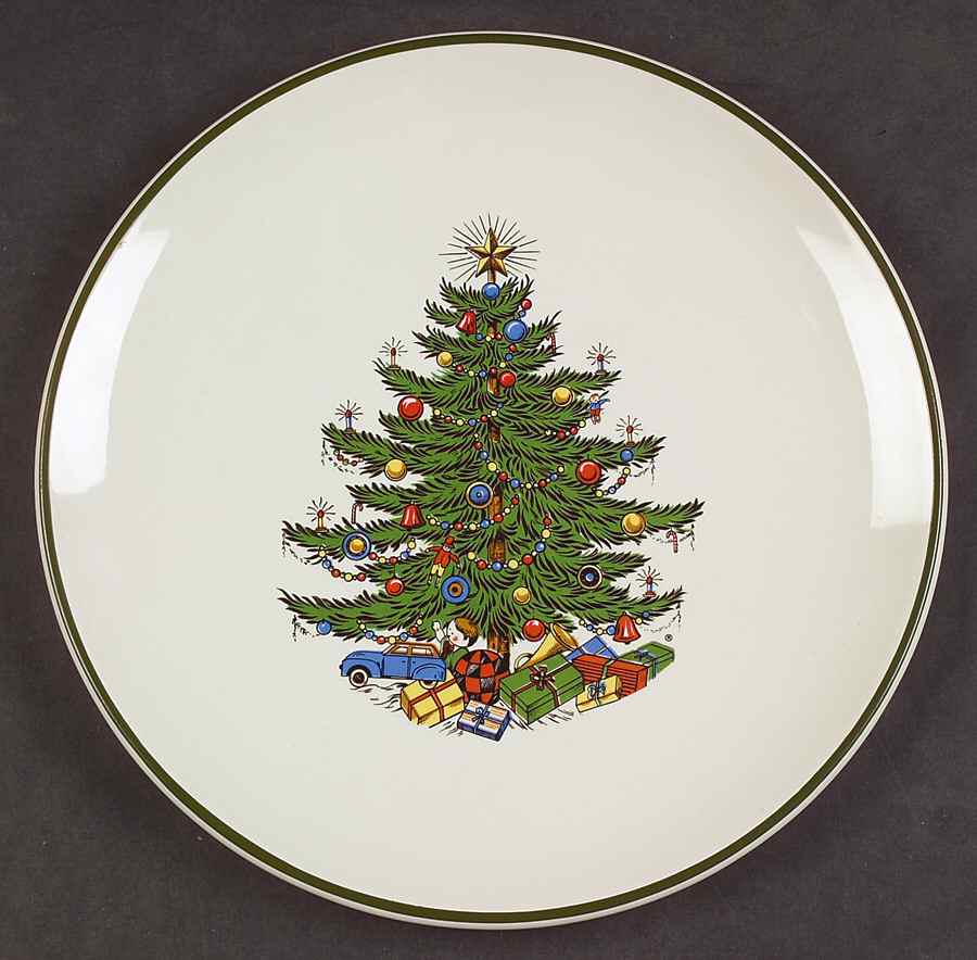 Christmas Tree (Narrow Green Band) Coupe Salad Plate by Cuthbertson-1