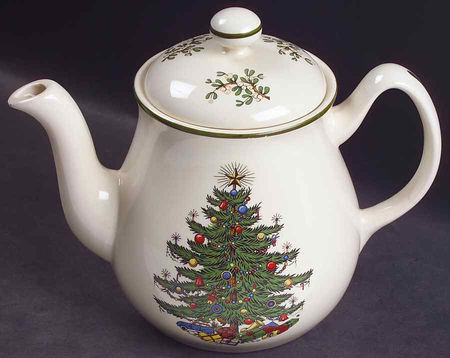 Christmas Tree (Narrow Green Band) Teapot & Lid by Cuthbertson-1