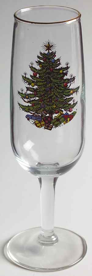Christmas Tree (Narrow Green Band) Glassware Champagne Flute by Cuthbertson-1