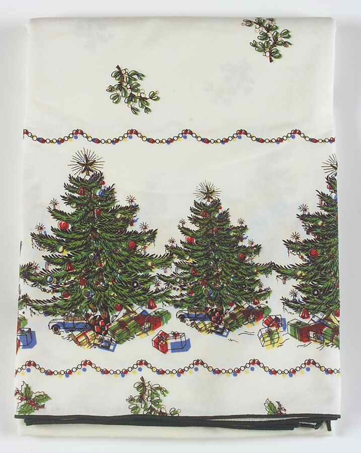 Christmas Tree (Narrow Green Band) 60" X 84" Oblong Tablecloth by Cuthbertson-1