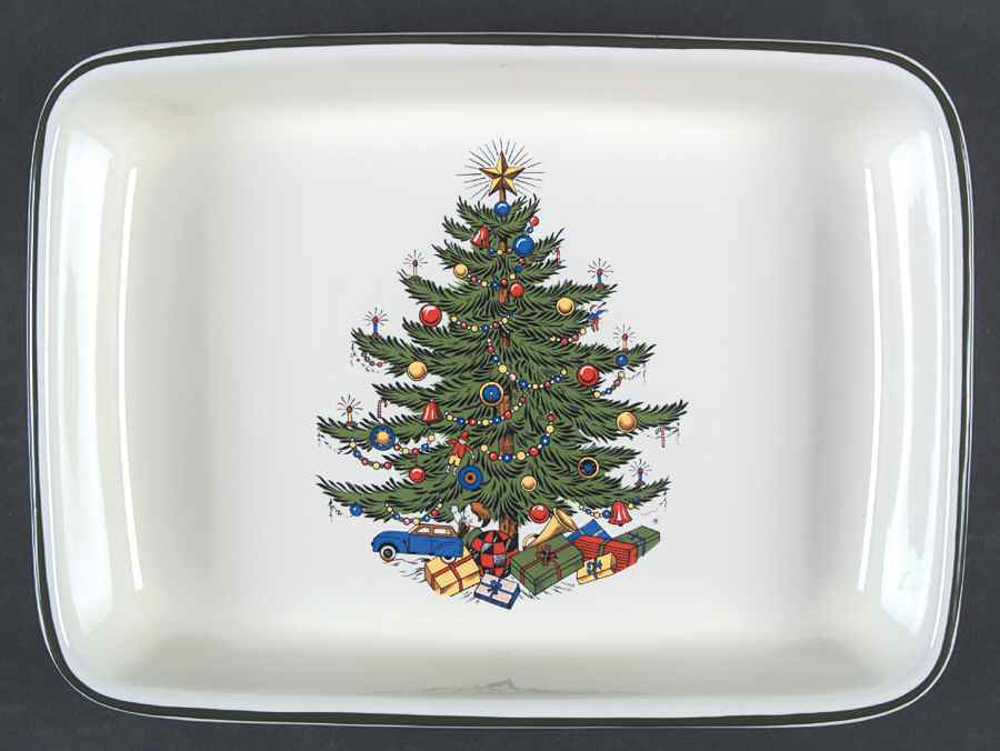 Christmas Tree (Narrow Green Band) 12" Rectangular Baker by Cuthbertson-1