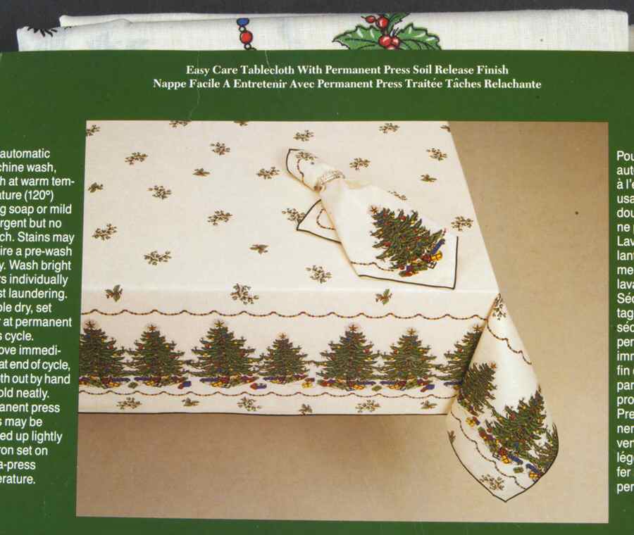 Christmas Tree (Narrow Green Band) 60" X 102" Oblong Tablecloth by Cuthbertson-1