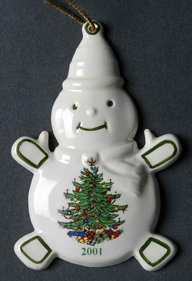 Christmas Tree (Narrow Green Band) Snowman Ornament by Cuthbertson-1