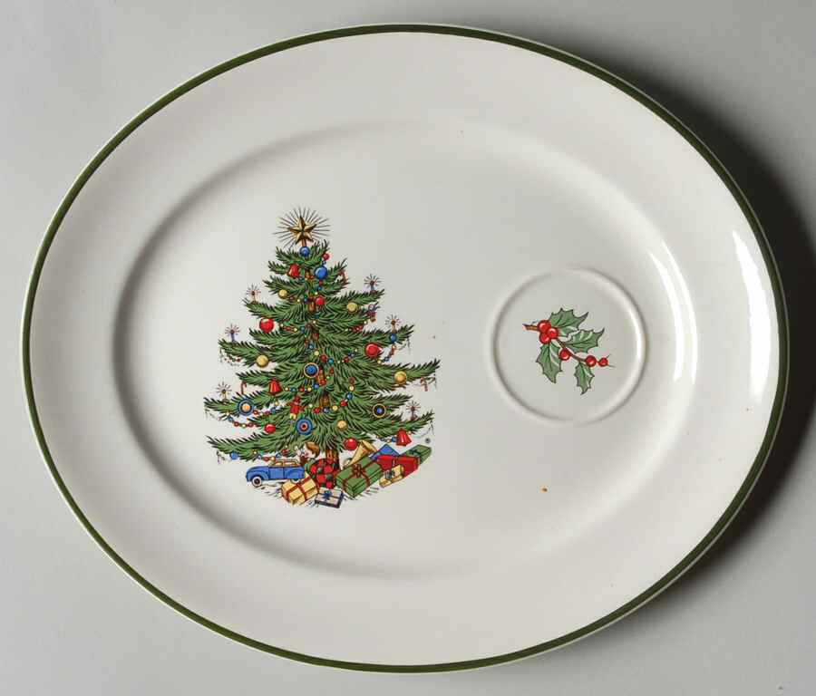 Christmas Tree (Narrow Green Band) Snack Plate by Cuthbertson-1