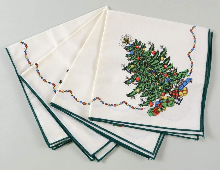Christmas Tree (Narrow Green Band) Cloth Napkin - Set of 4 by Cuthbertson-1