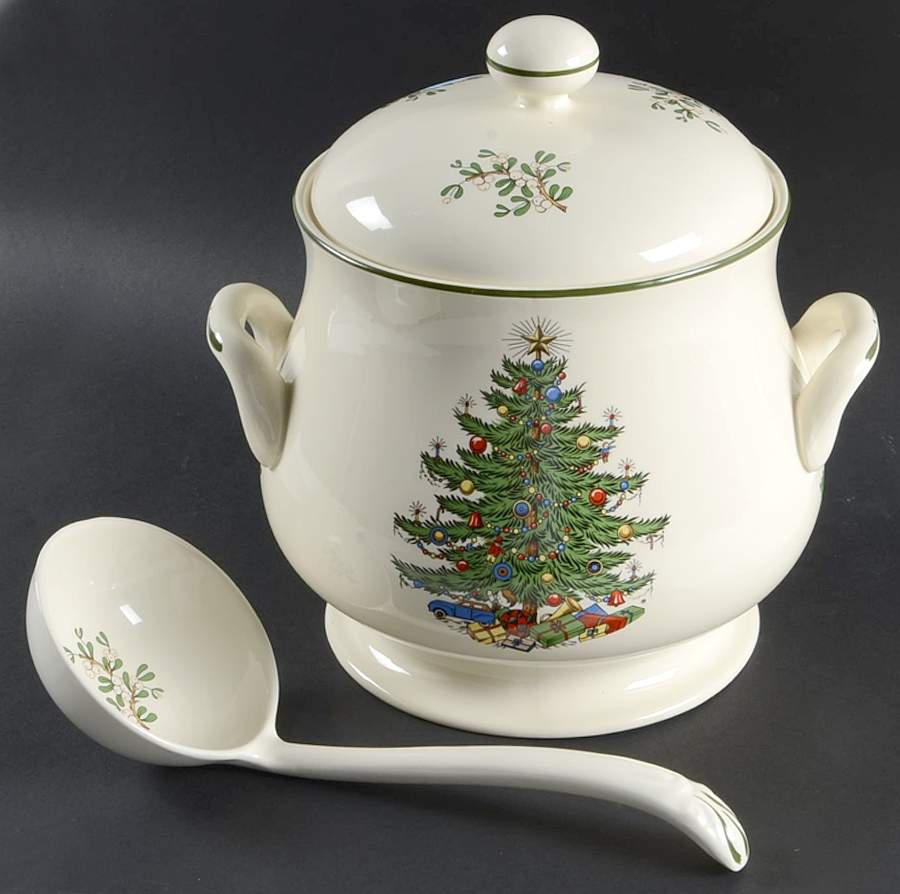Christmas Tree (Narrow Green Band) Tureen & Lid w/Ladle by Cuthbertson-1