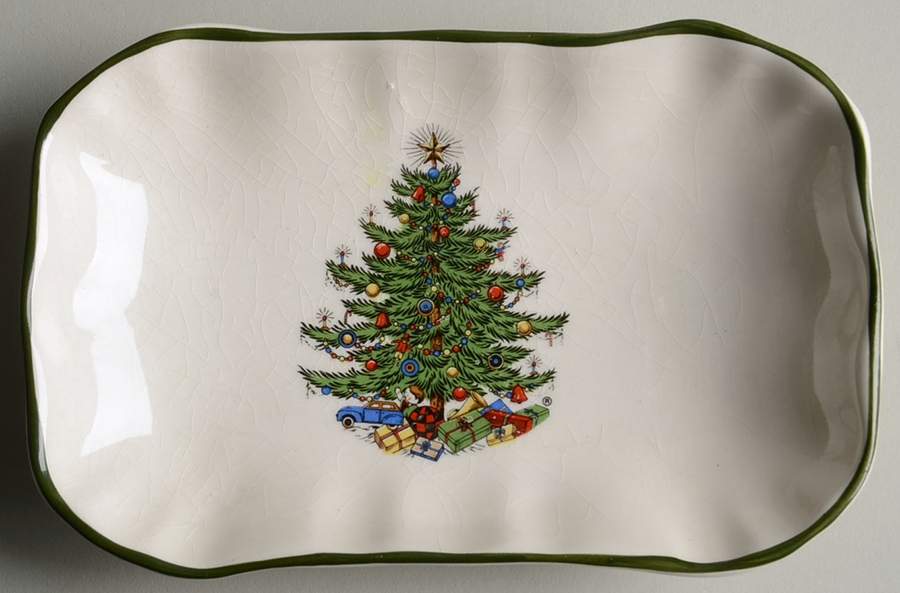 Christmas Tree (Narrow Green Band) Soap Dish by Cuthbertson-1